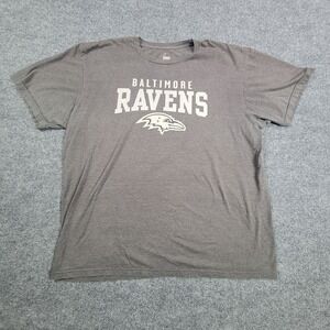 Baltimore Ravens Majestic Shirt Mens XL Gray Graphic Spun Soft Triple‎ Peak